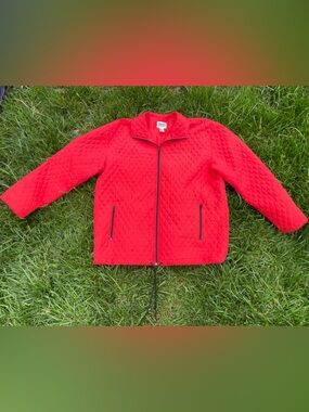 90s Vintage Chico’s Design - Rare 100% Crimson Silk Quilted Jacket
